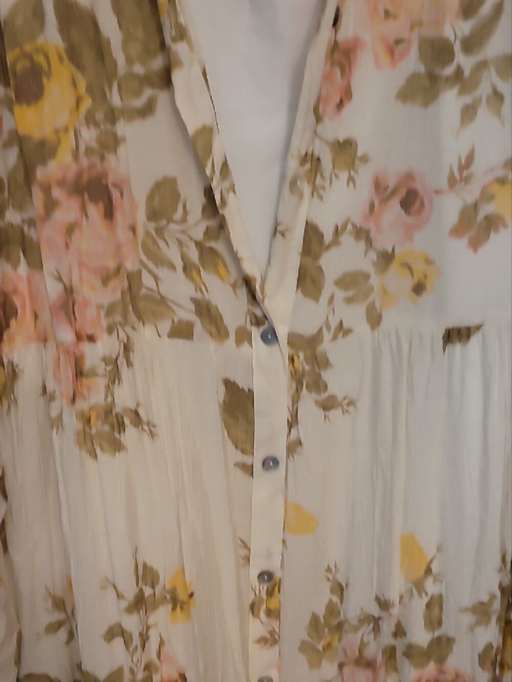 Worn Once, MSK Cream Maxi Shirt Dress with Pink & Yellow Floral Print - Picture 6 of 9